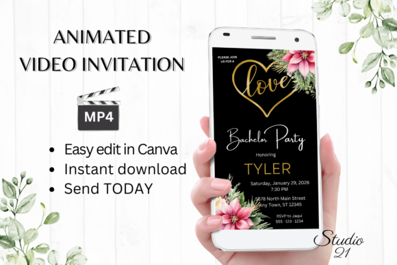 Christmas Bachelor Party Invite W5191: A Festive Digital Evite
