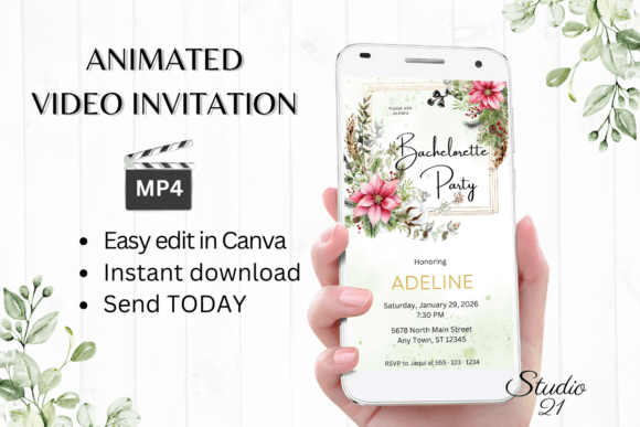 Christmas Bachelorette Party Evite W6192: Effortless Festive Invites
