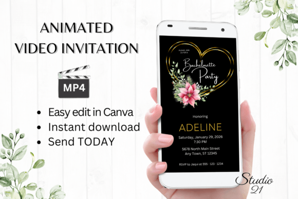 Christmas Bachelorette Party Evite W6199: Festive Digital Invitations