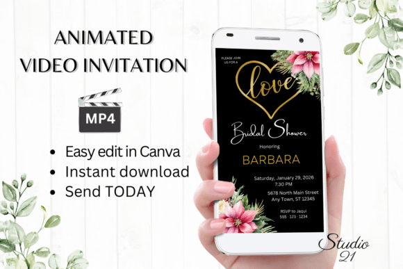 Christmas Bridal Shower Invite W4191: A Festive Digital Solution