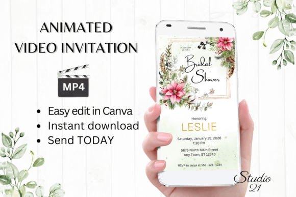 Christmas Bridal Shower Invite W4192: A Festive Digital Solution