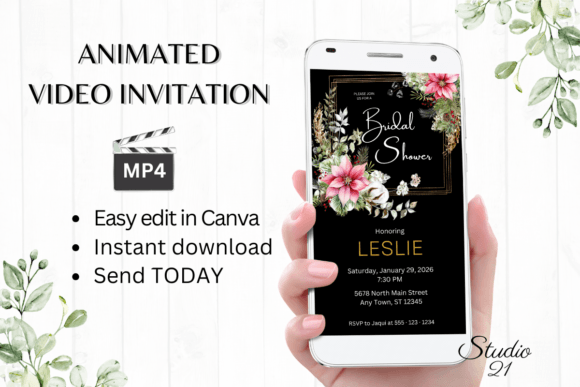 Christmas Bridal Shower Invite W4193: Festive Elegance