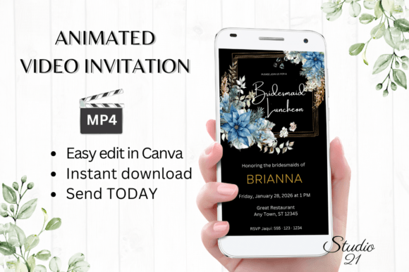 Christmas Bridesmaid Luncheon W4213BL: Your Festive Digital Invitation