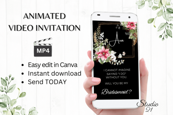 Christmas Bridesmaid Proposal W3193M: A Festive Digital Invite
