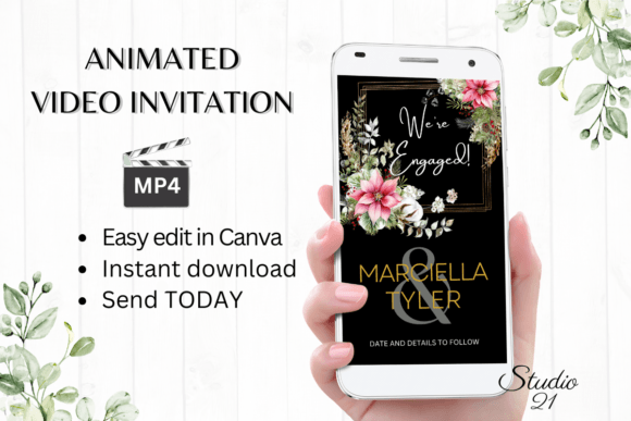 Christmas Engagement Announcement W1193B: A Festive Digital Invite