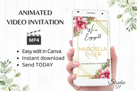 Christmas Engagement Announcement W1194B: A Festive Digital Invitation