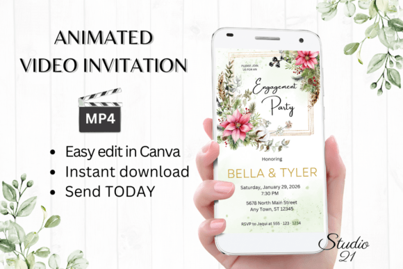 Christmas Engagement Party Invite W1192: A Festive Digital Template