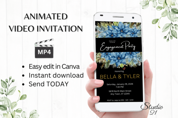 Christmas Engagement Party Invite W1217: Festive & Modern