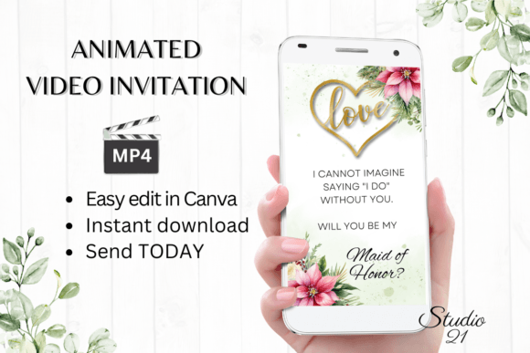 Christmas Maid of Honor Proposal W3190MH: A Festive & Personal Invitation Template