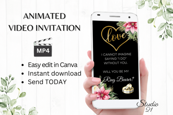 Christmas Ring Bearer Proposal W3191RB: Your Festive Digital Invitation