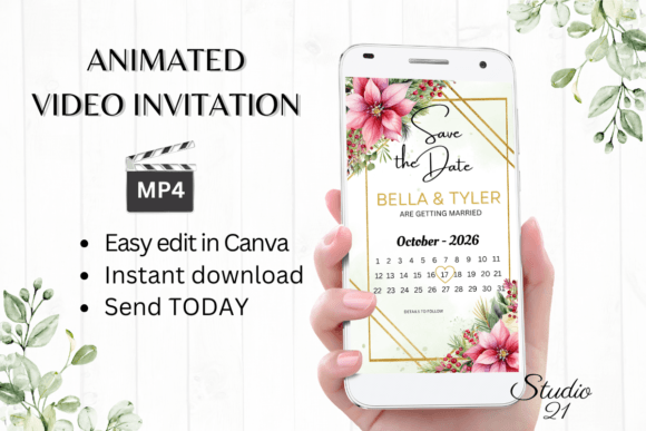 Christmas Save the Date W2194B: A Modern Festive Digital Invitation