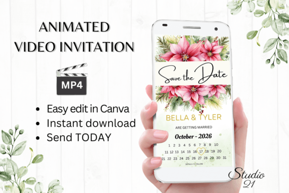 Christmas Save the Date W2196B: A Festive Animated Invitation Template