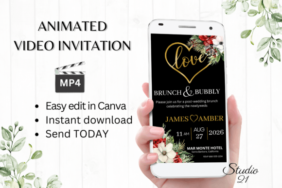 Christmas Wedding Brunch Invite W9181: Elegant Holiday Nuptials