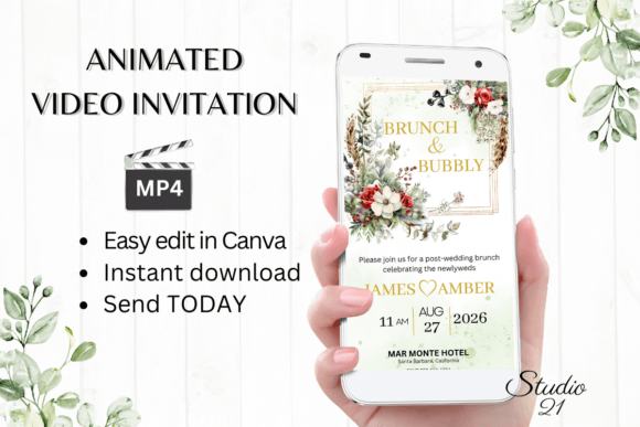 Christmas Wedding Brunch Invite W9182: A Festive Digital Template