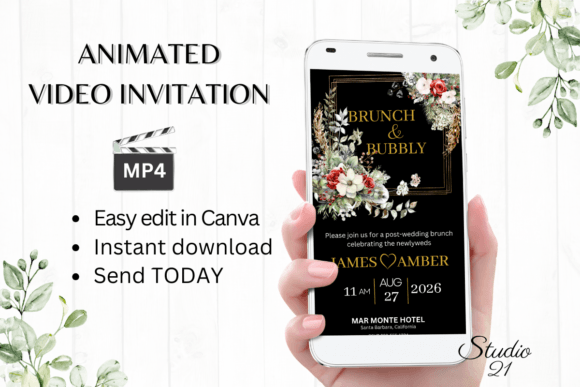 Christmas Wedding Brunch Invite W9183: A Festive Digital Solution