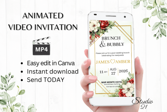 Christmas Wedding Brunch Invite W9184: A Festive Digital Template