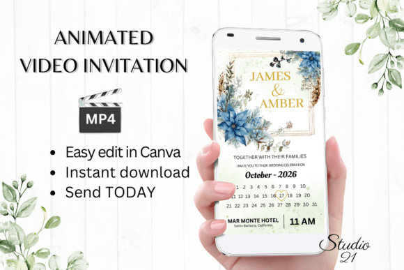 Christmas Wedding Invitation W8212B: A Festive Digital Template
