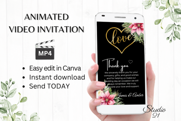 Christmas Wedding Thank You W9191TU: Elegant Animated Invitations