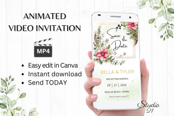 Digital Save the Date Announcement W2192: Effortless Wedding Invitations